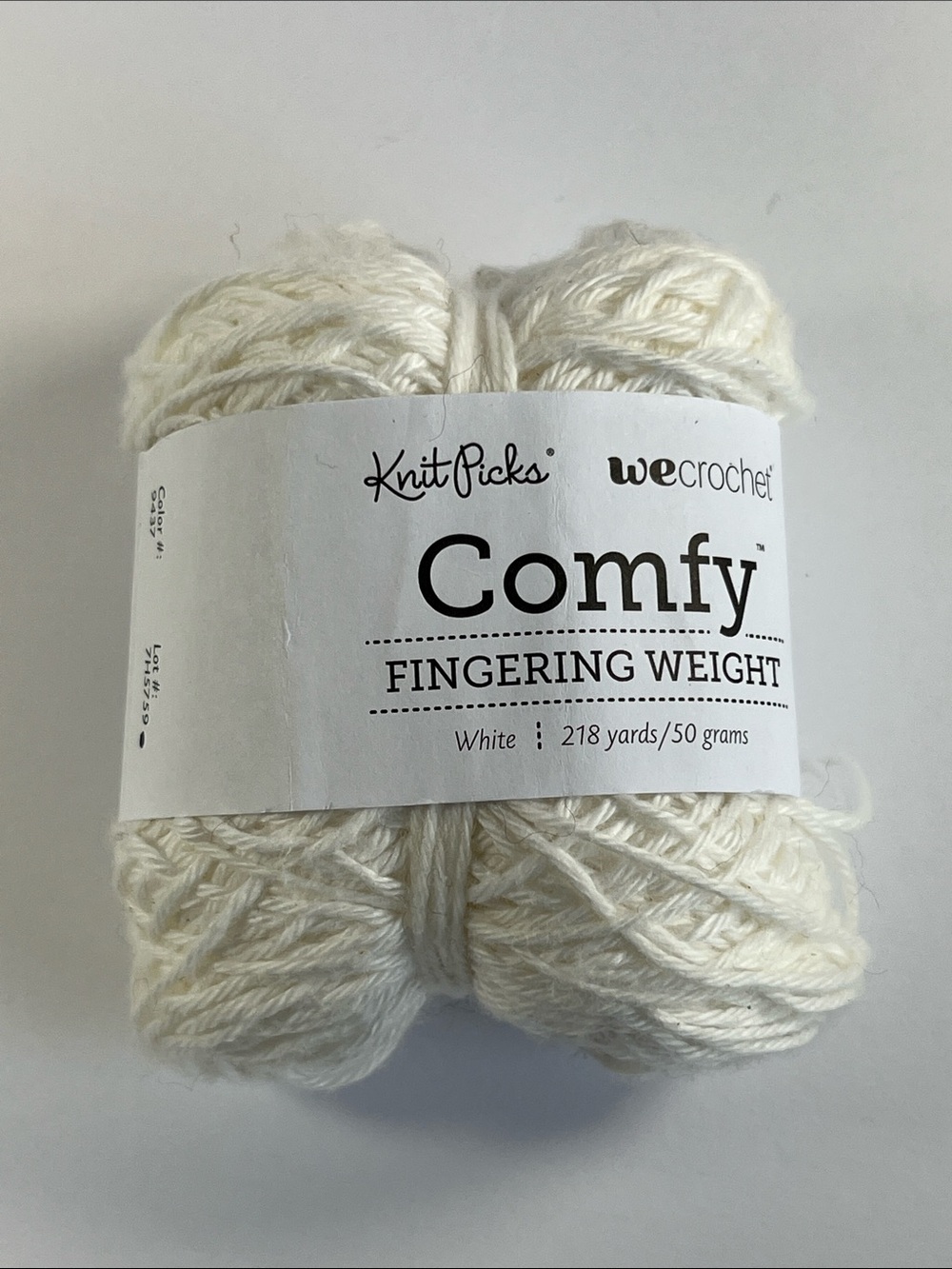 Knit Picks WeCrochet Comfy Fingering Weight Yarn White Pima Cotton Acrylic